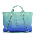 Chanel Shaded Calfskin Small Deauville Tote Light Green Turquoise Purple