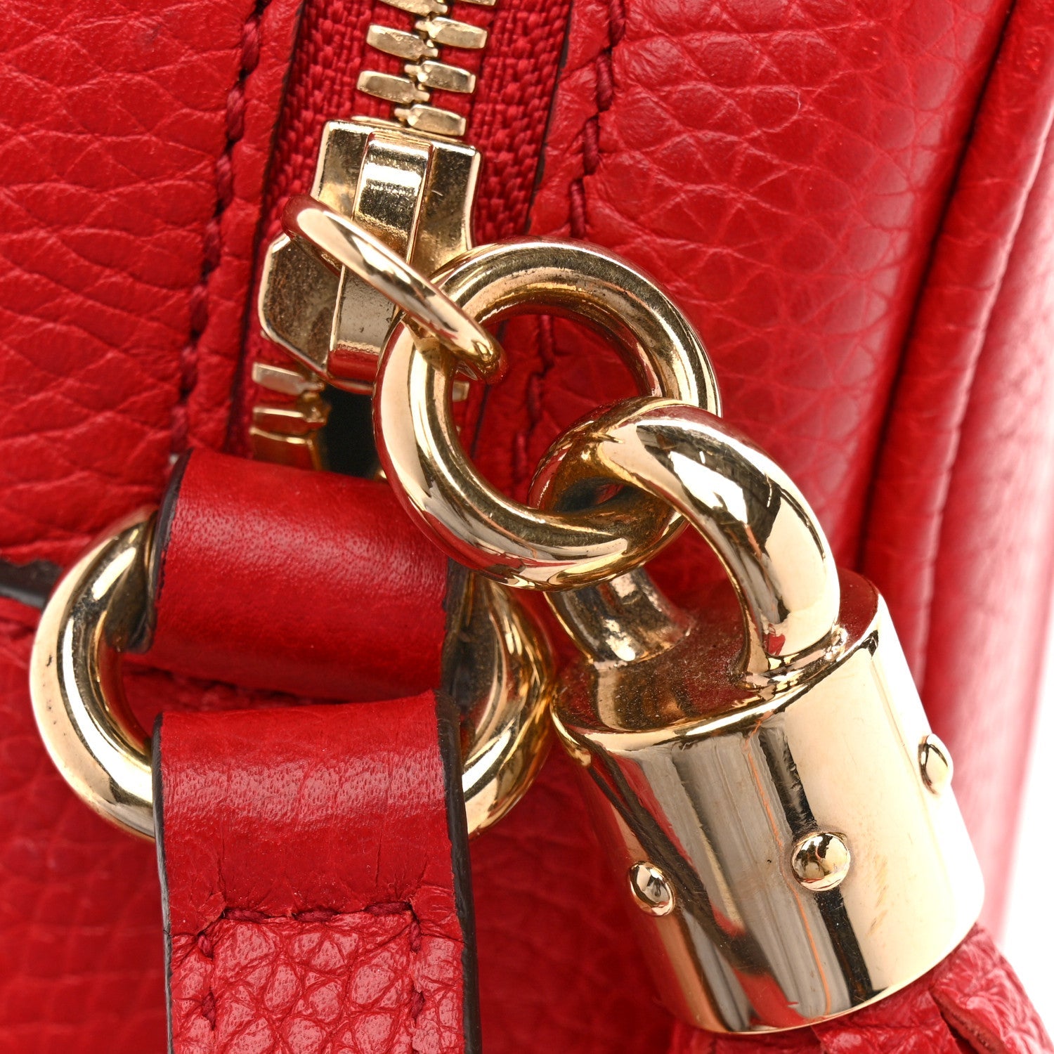 Gucci Pebbled Calfskin Small Soho Disco Bag Tabasco Red