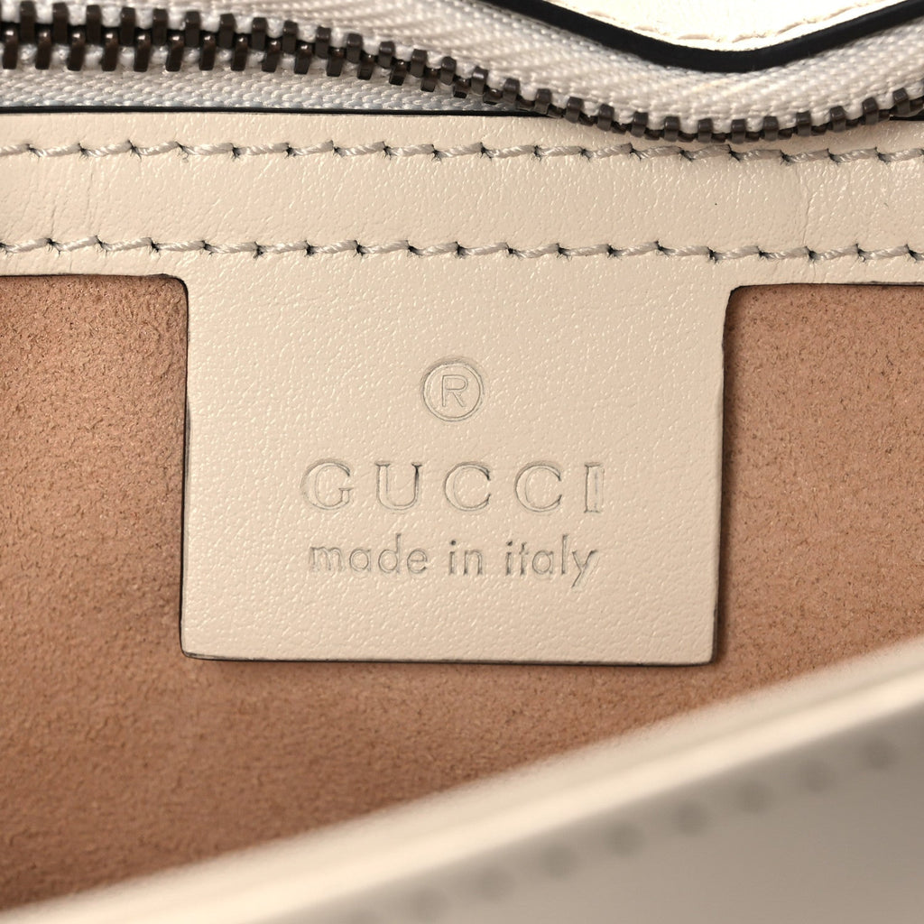 Gucci Calfskin Matelasse Small GG Marmont Shoulder Bag White