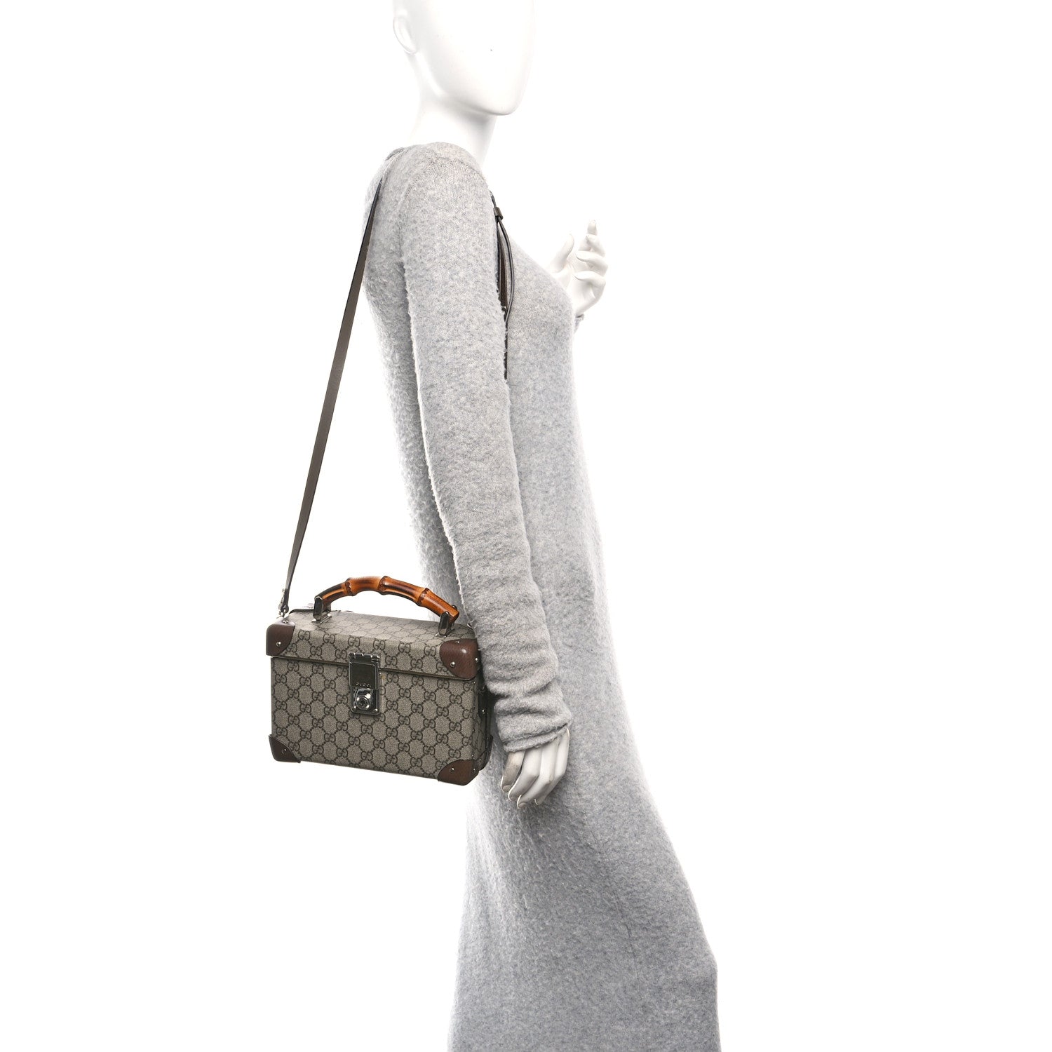 Gucci GG Supreme Monogram Globe-Trotter Beauty Case Brown