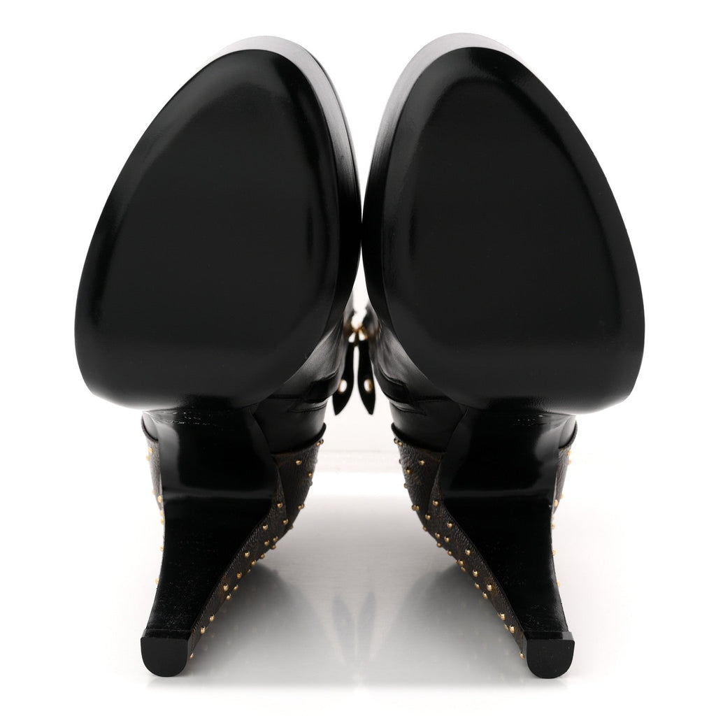 Louis Vuitton Soft Calfskin Monogram Afterglow Platform Ankle Boots 39 Black