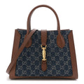 Gucci New Denim GG Monogram Dollar Calfskin Medium Jackie 1961 Tote Blue Tea Cuir Epilog