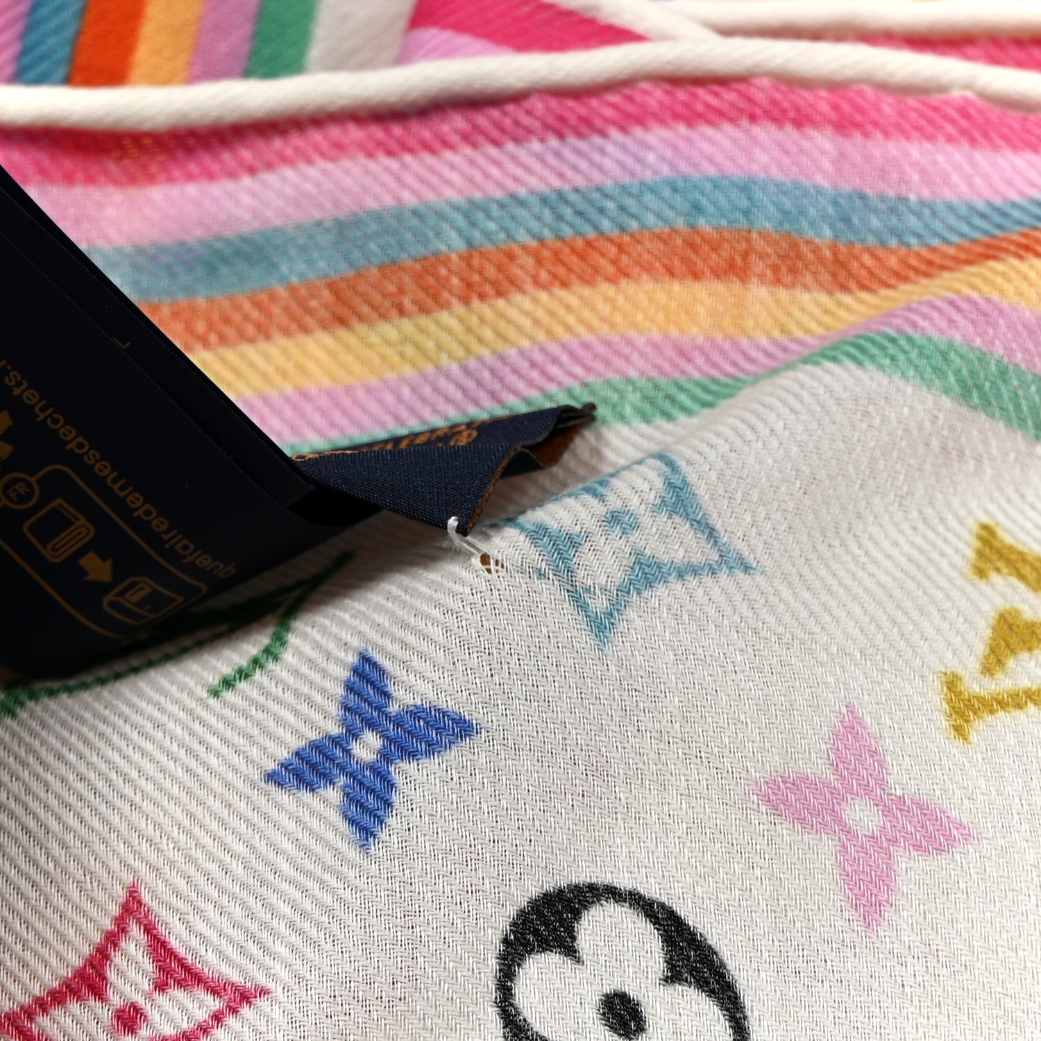 Louis Vuitton LV X TM Wool Silk Monogram Multicolor Shawl White