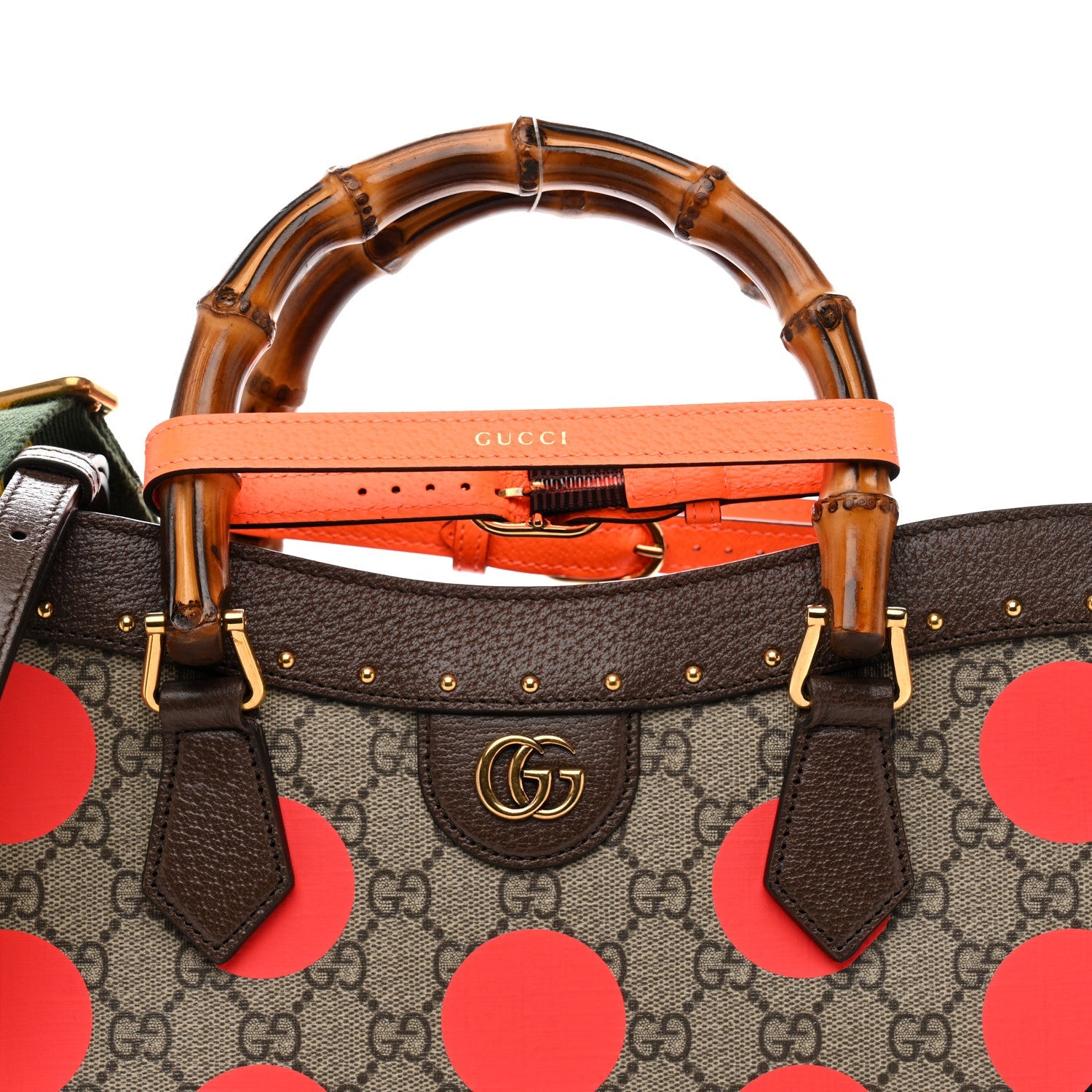 Gucci GG Supreme Monogram Equestrian Medium Diana Tote Bag Beige Multicolor New Acero