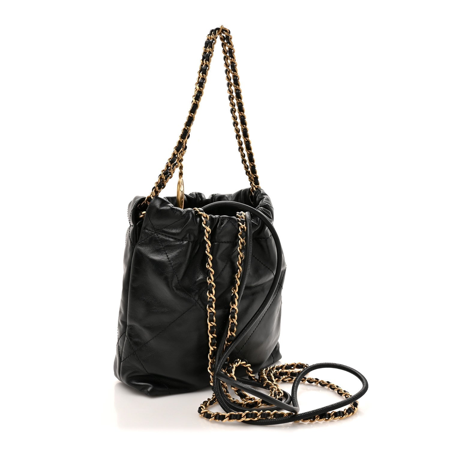 Chanel Shiny Calfskin Quilted Mini Chanel 22 Black