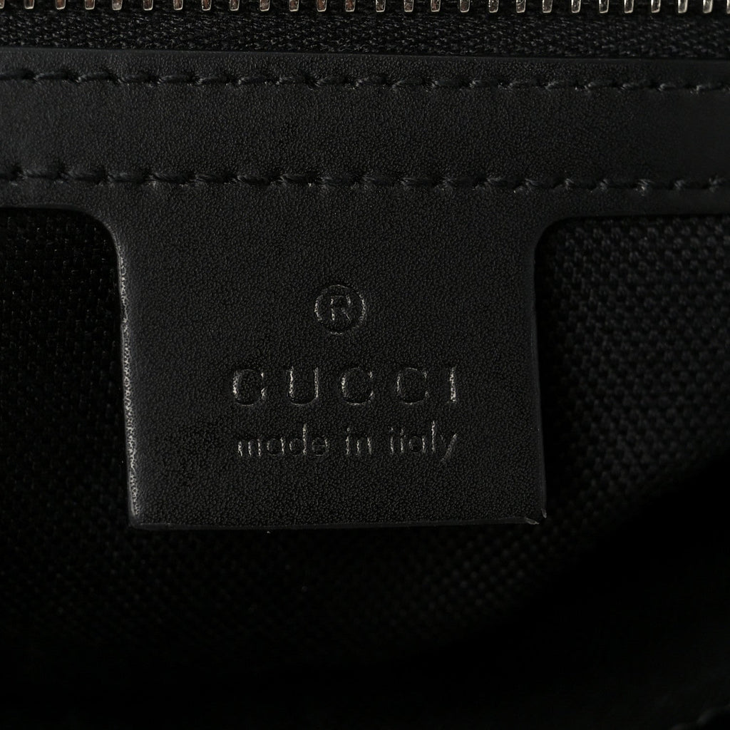 Gucci GG Supreme Monogram Appia Calfskin Web Flat Messenger Bag Black Grey