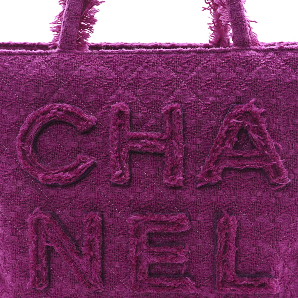 Chanel Wool Tweed Large Zipped Shopping Tote Magenta