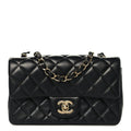 Chanel Lambskin Quilted Mini Rectangular Flap Black