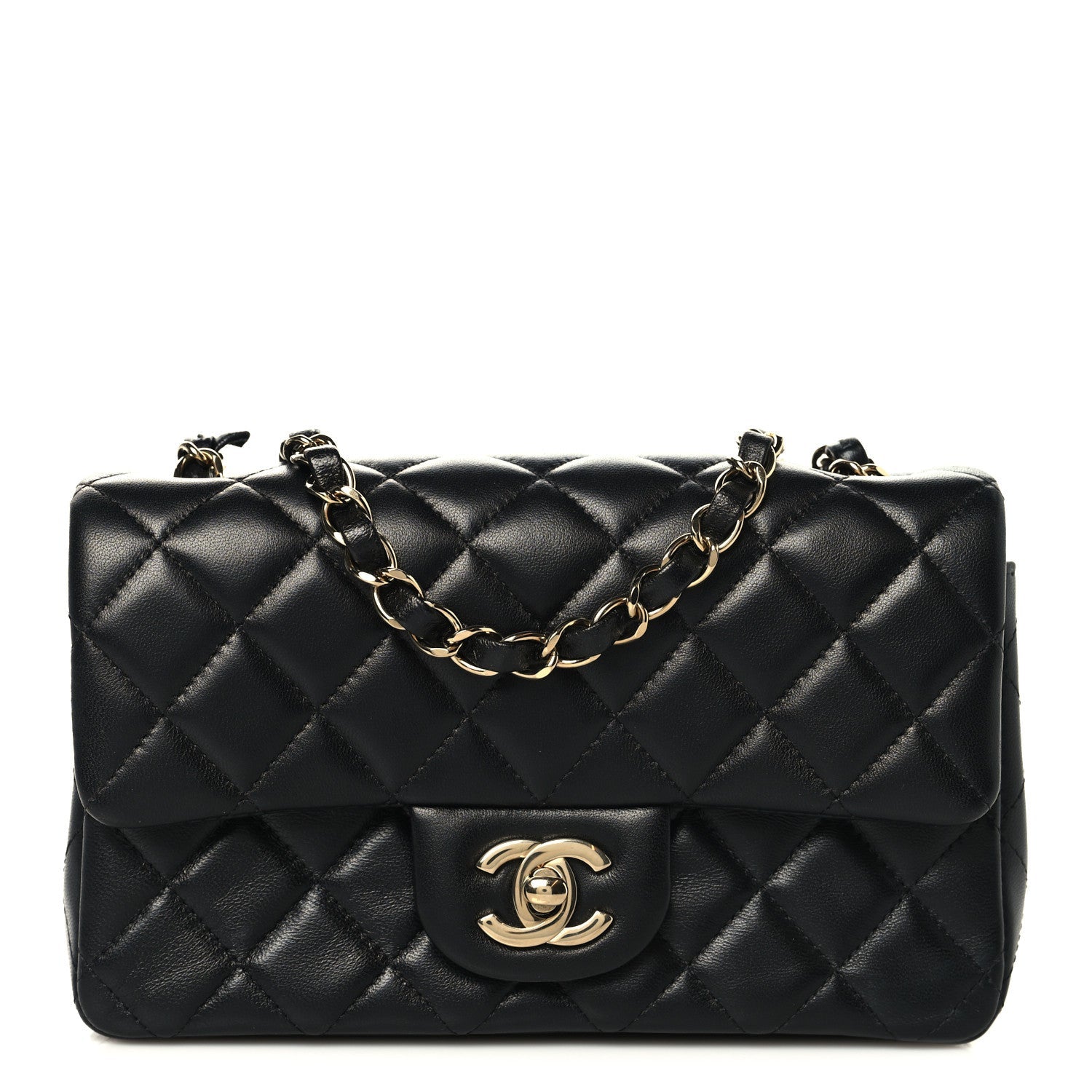 Chanel Lambskin Quilted Mini Rectangular Flap Black