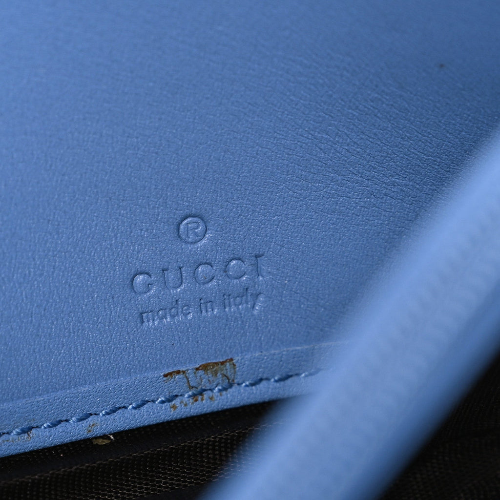 Gucci Calfskin Matelasse GG Marmont Continental Wallet Clear Sky Blue