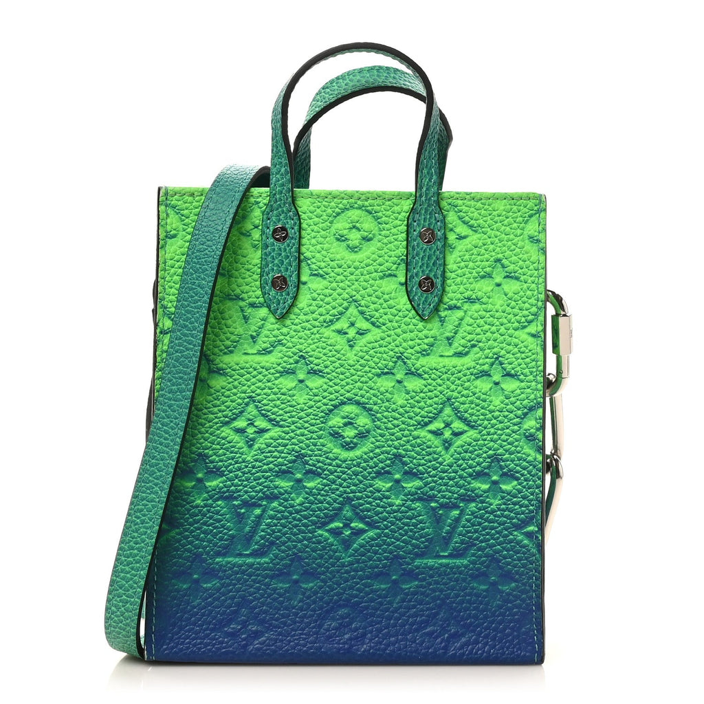 Louis Vuitton Taurillon Illusion Sac Plat XS Bleu Vert