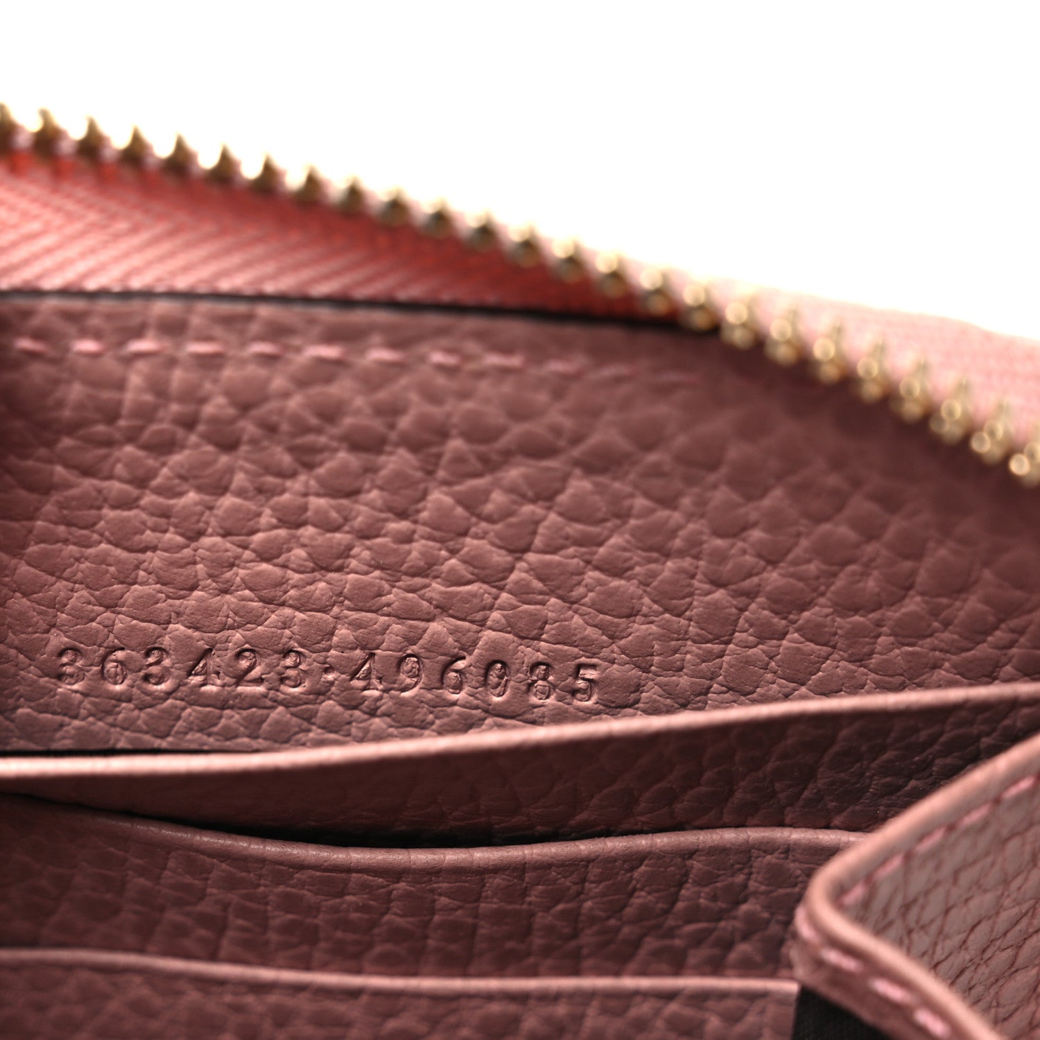 Gucci Monogram Dollar Calfskin Zip Around Wallet Beige Ebony Soft Pink