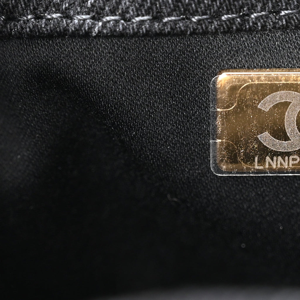 Chanel Washed Denim Quilted Mini Chanel 25 Handbag Black