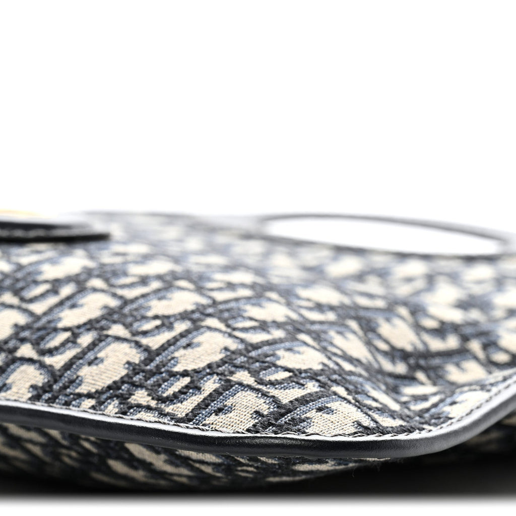 Christian Dior Oblique Fold Over Clutch Blue