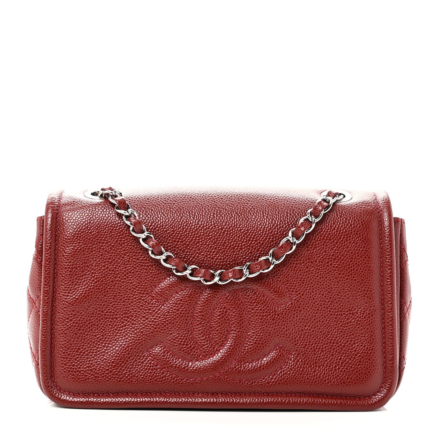 Chanel Caviar Medium Timeless CC Flap Dark Red