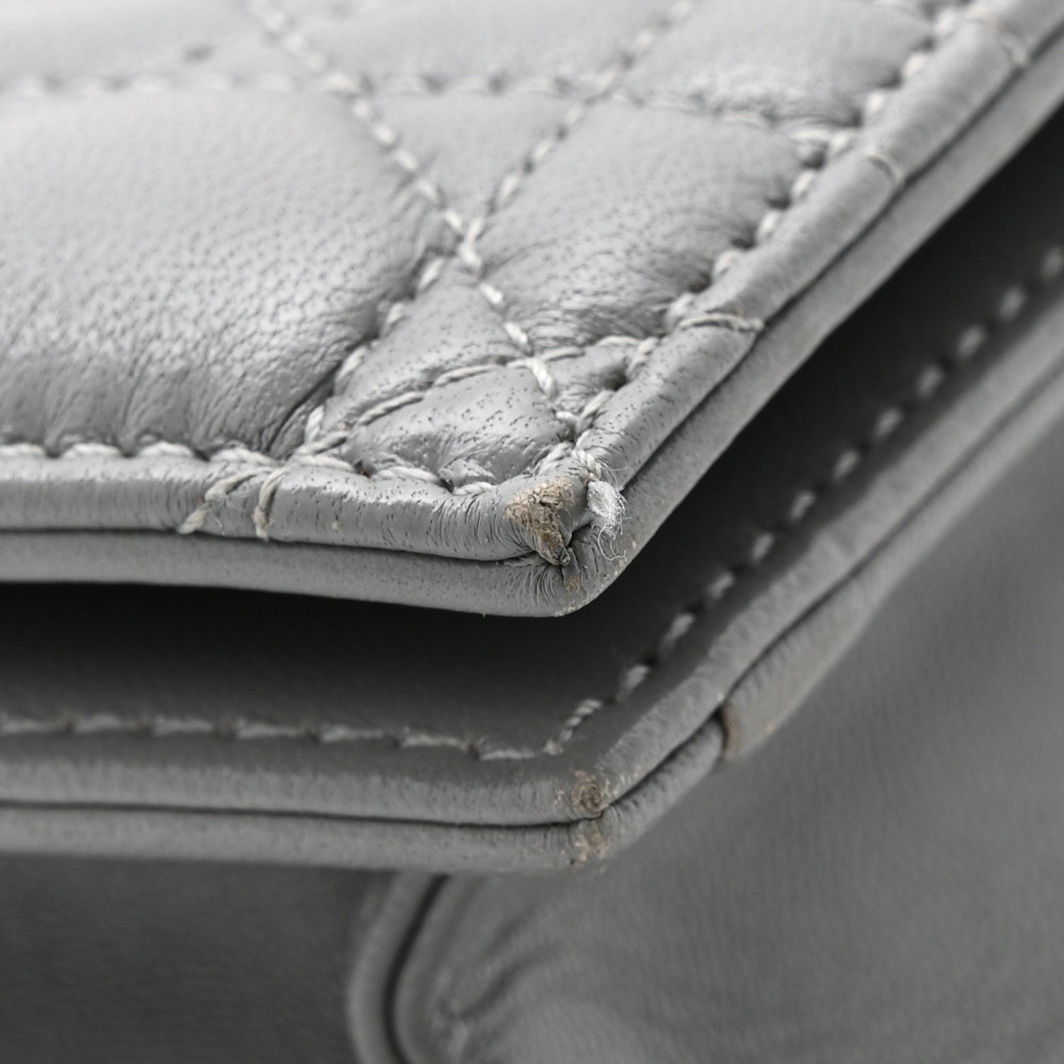 Christian Dior Lambskin Cannage Lady Dior Convertible Clutch Grey