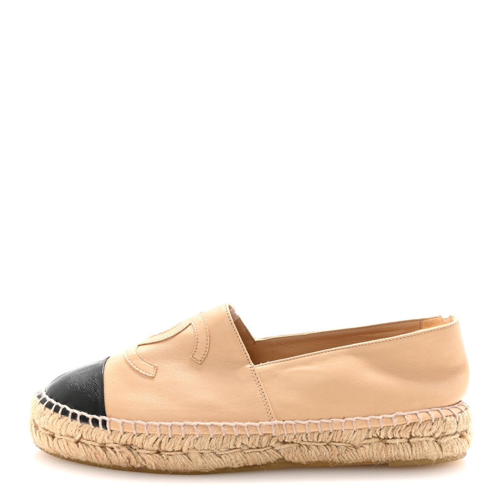 Lambskin CC Espadrilles 39 Beige Black