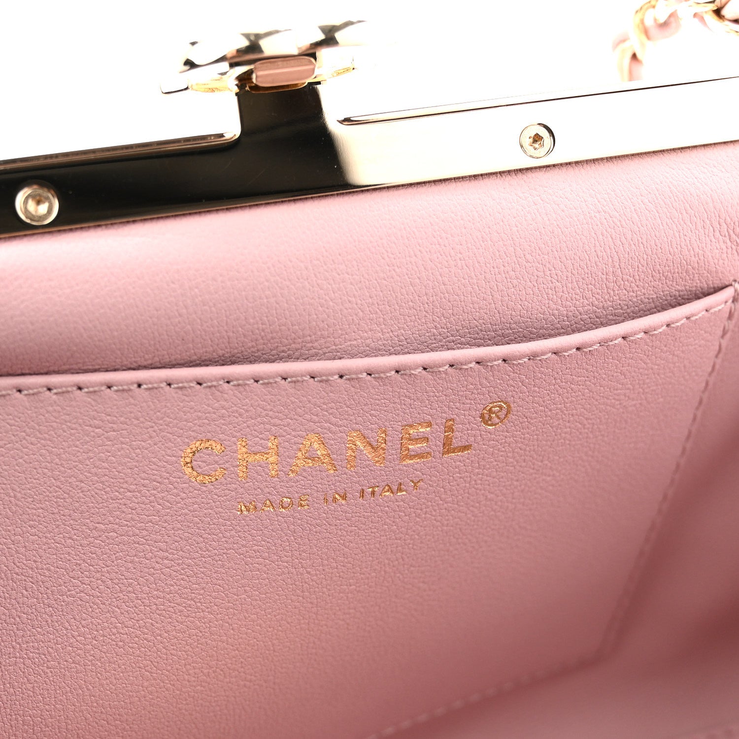 Chanel Lambskin Quilted Chain Frame Clutch Pink