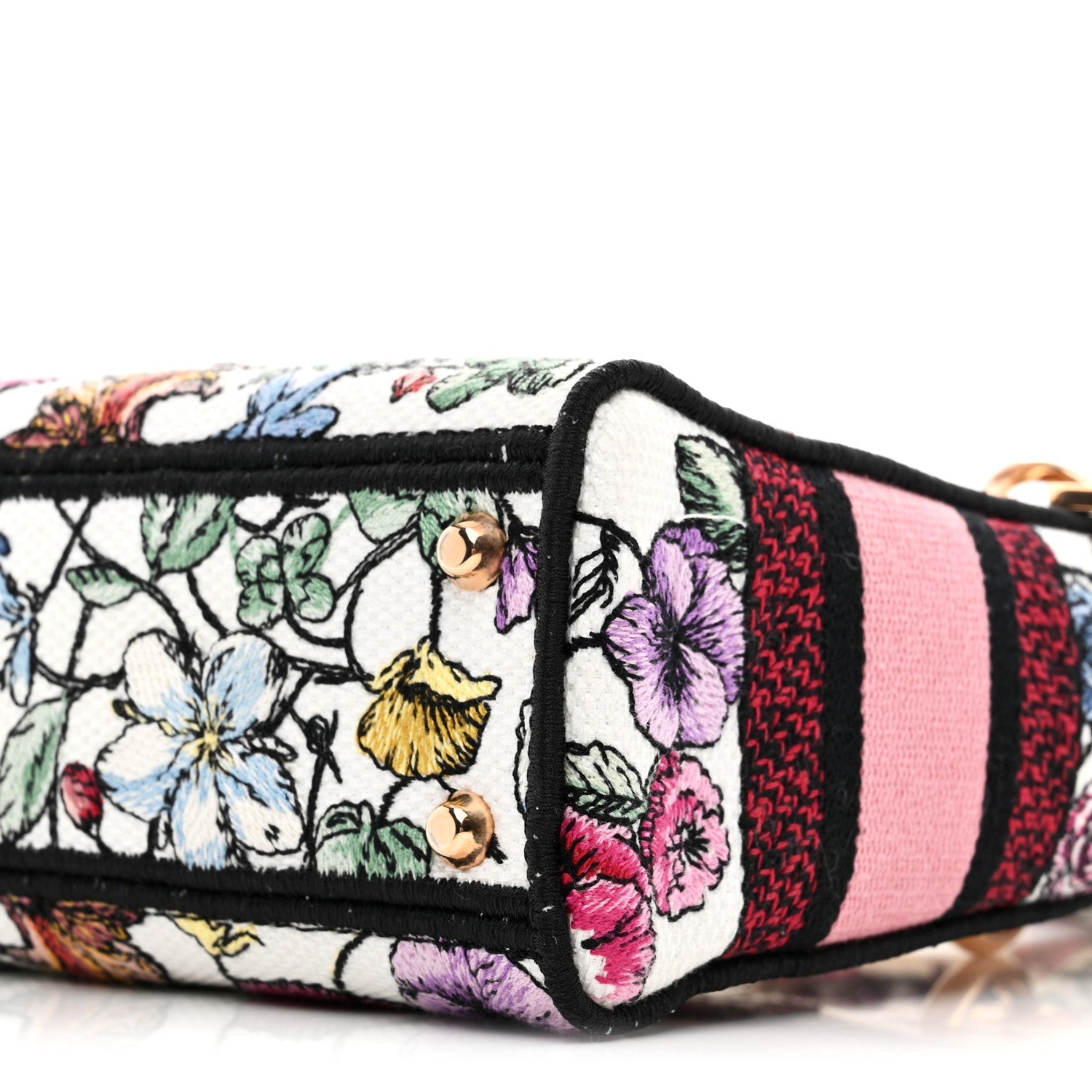 Christian Dior Canvas Florilegio Embroidered Mini Lady D-Lite White Multicolor