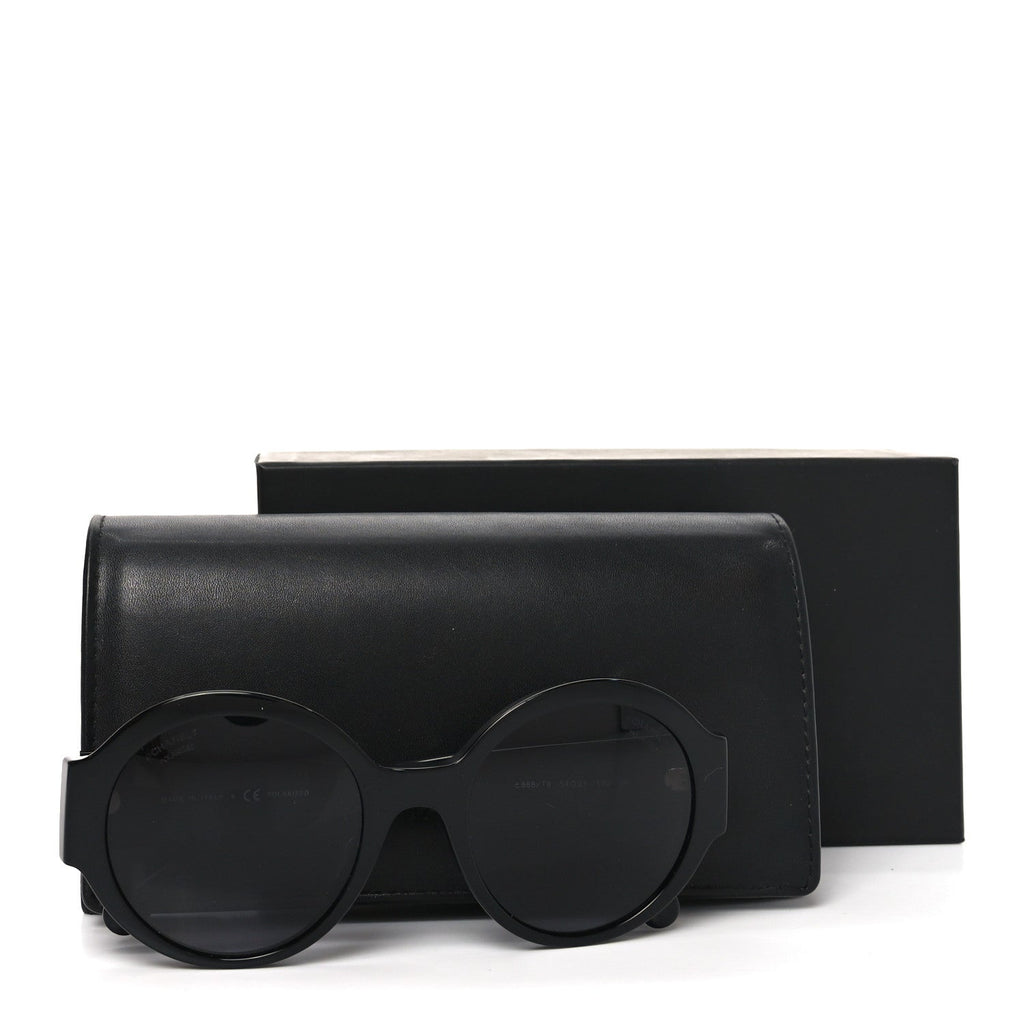 Acetate Polarized Round Sunglasses 5410-A Black