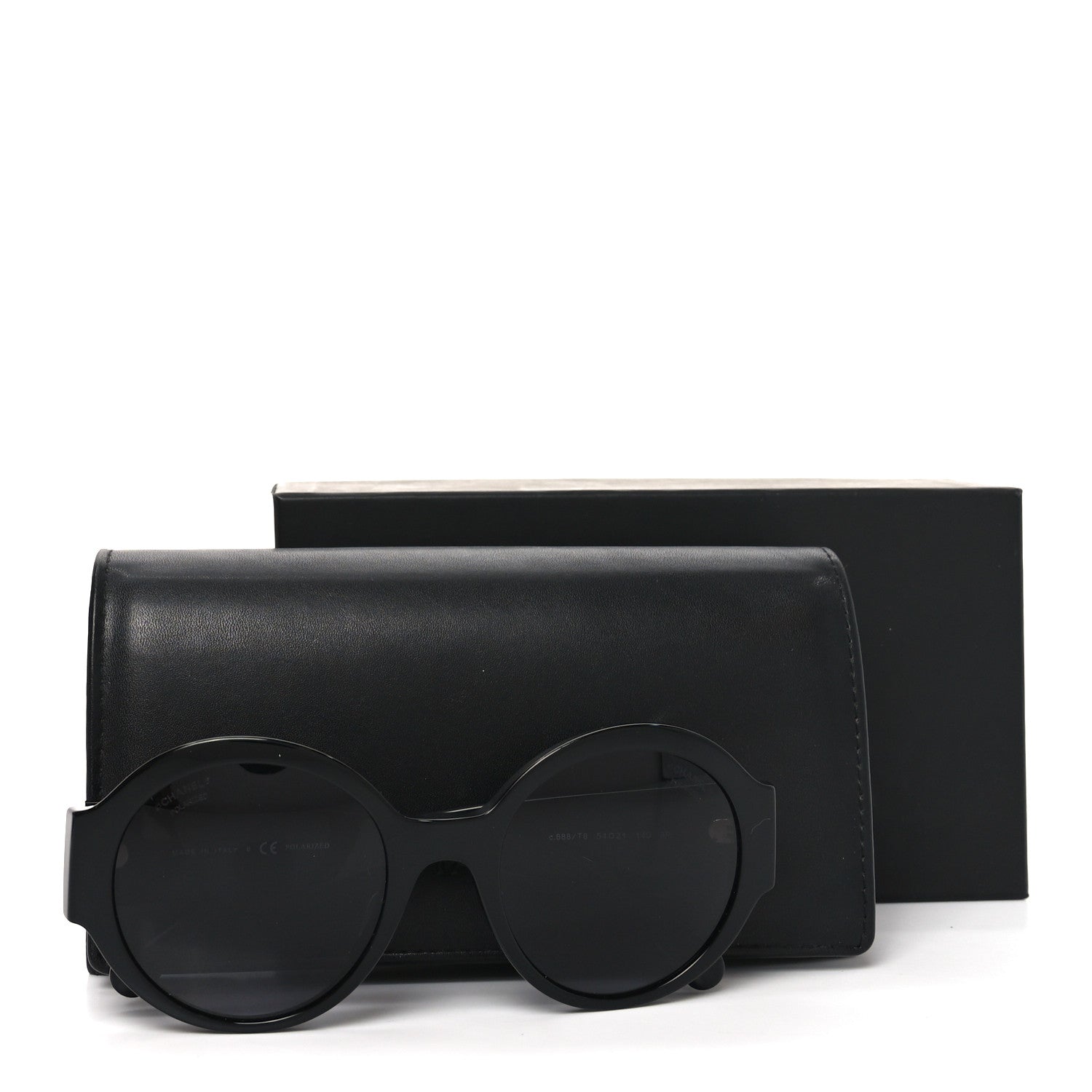 Acetate Polarized Round Sunglasses 5410-A Black