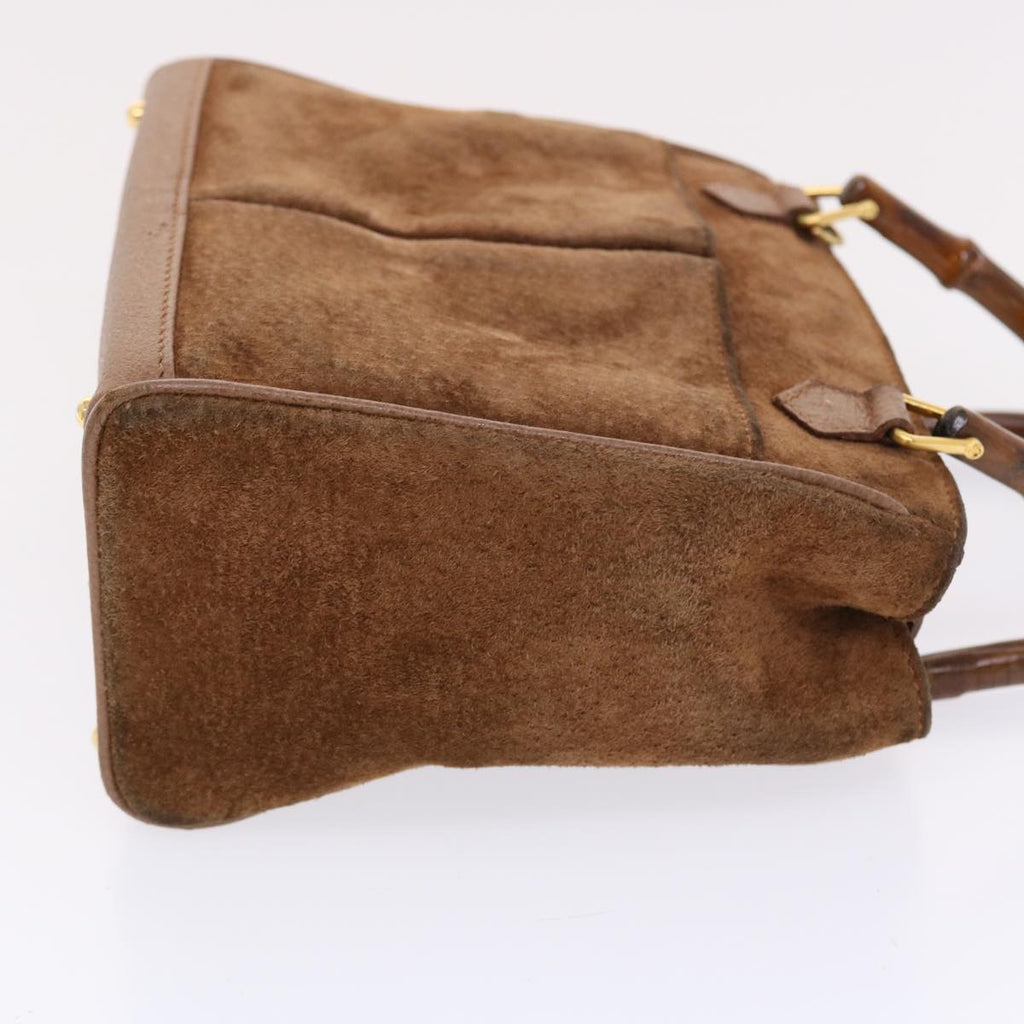 GUCCI Bamboo Hand Bag Suede 2way Brown  50264