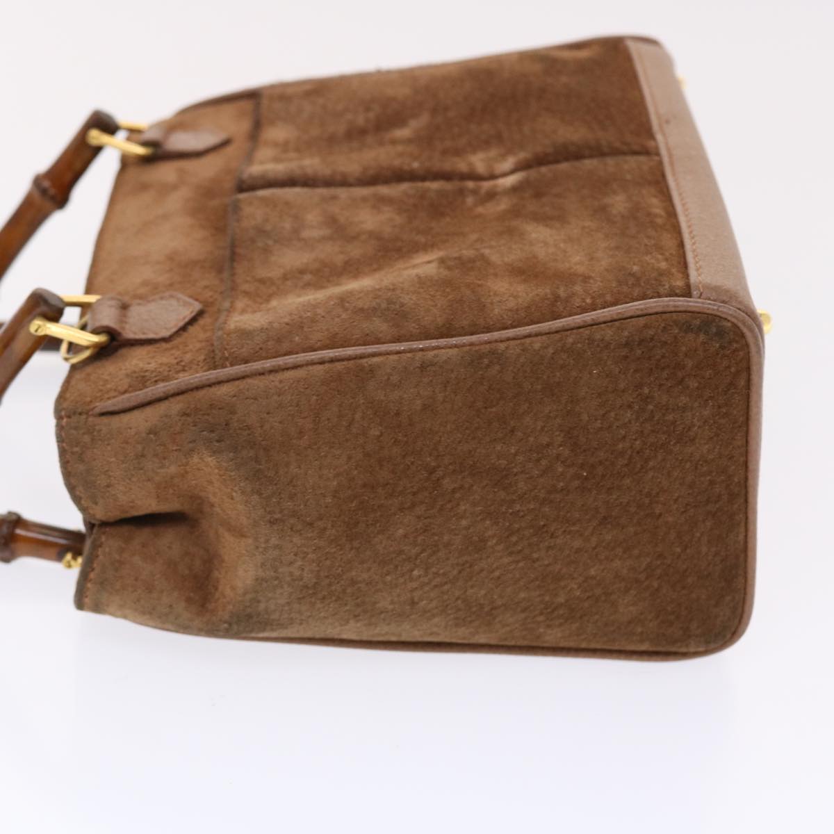 GUCCI Bamboo Hand Bag Suede 2way Brown  50264