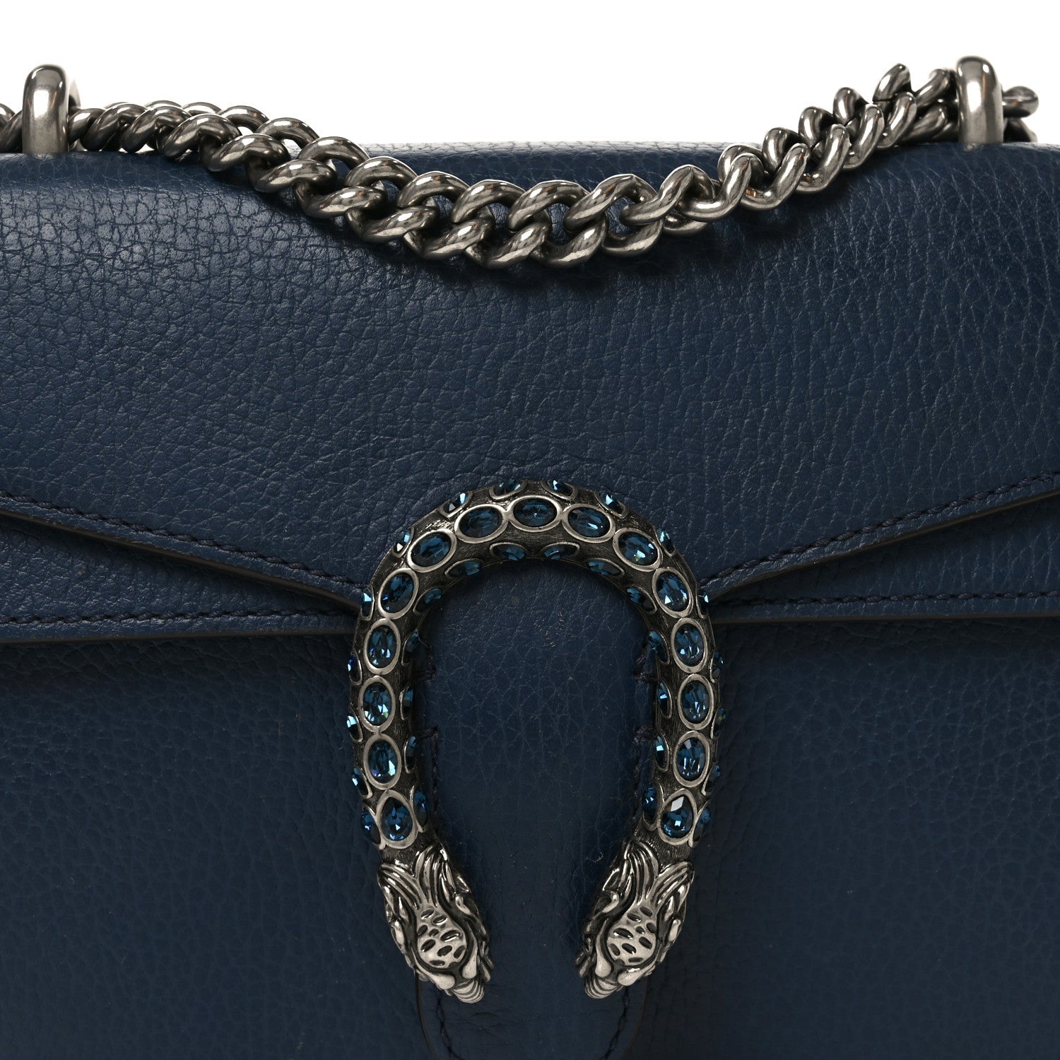Gucci Dollar Calfskin Crystal Mini Dionysus Shoulder Bag Blue Agata Montana Sapphire