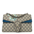 Gucci GG Supreme Monogram Blooms Small Dionysus Shoulder Bag Beige Navy Vintage Blue