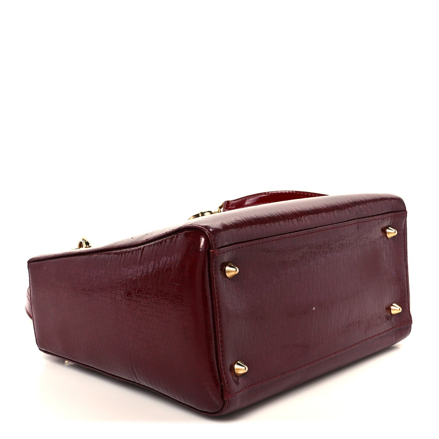 Christian Dior Patent Diorissimo Medium Lady Dior Burgundy Red