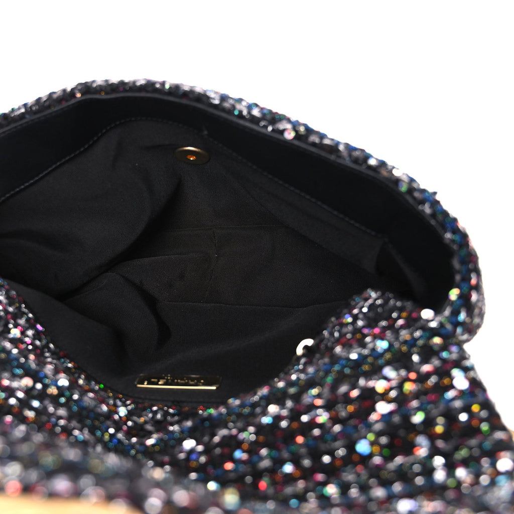 Chanel Tweed Sequin Quilted Medium Chanel 19 Flap Black Multicolor
