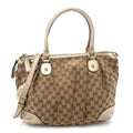 Gucci Metallic Monogram Large Sukey Top Handle Bag Beige Gold