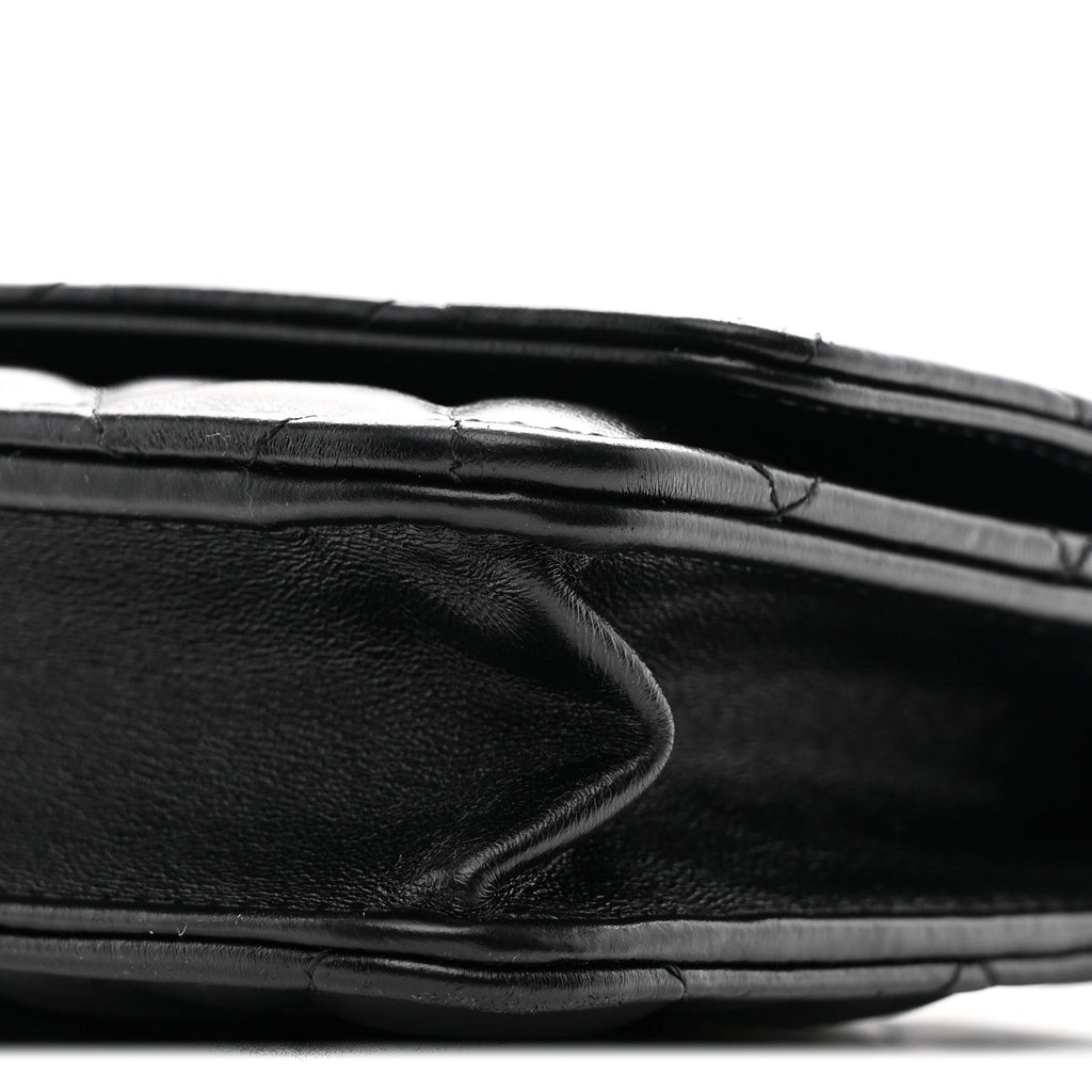 Chanel Lambskin Resin Quilted Wallet On Chain WOC Black