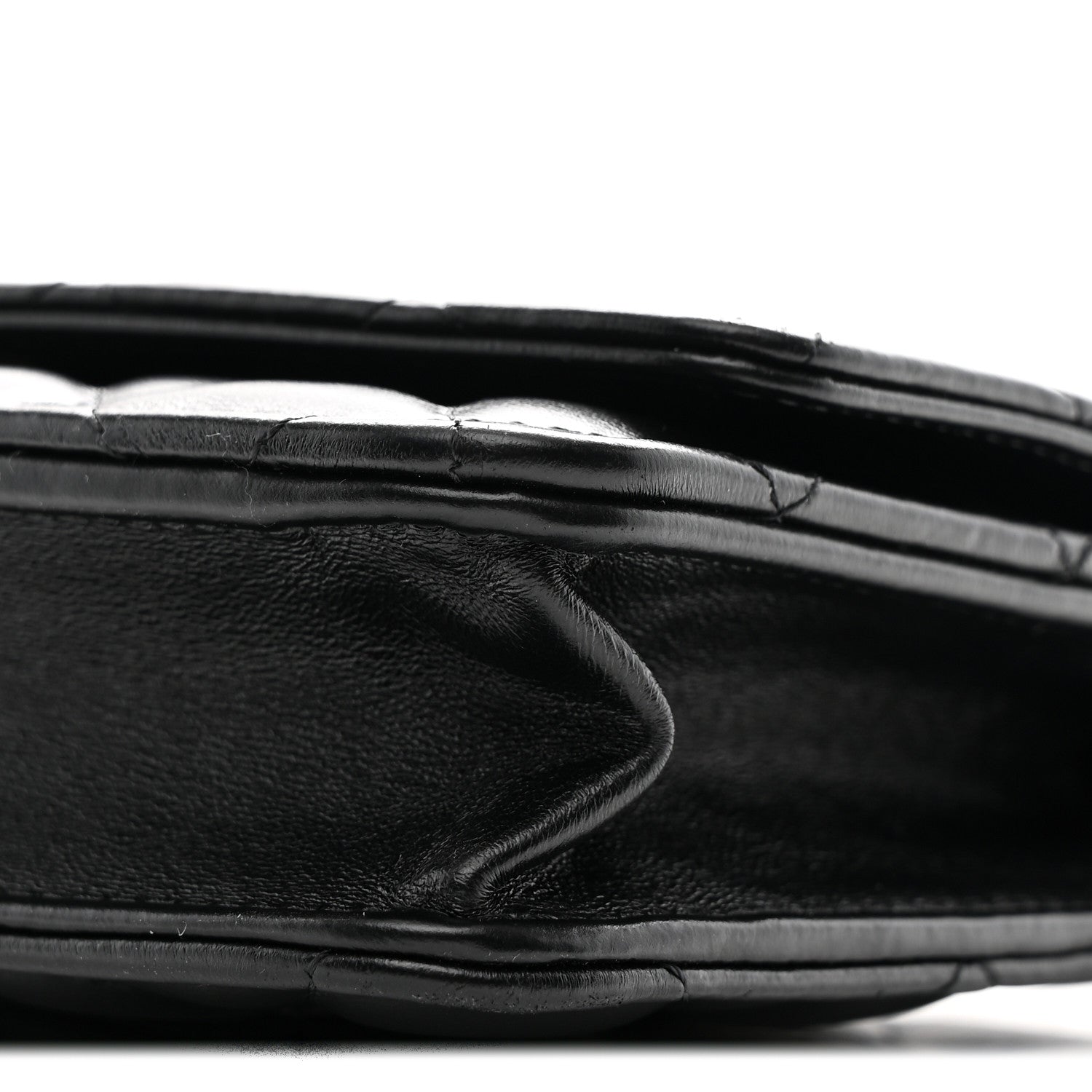 Chanel Lambskin Resin Quilted Wallet On Chain WOC Black