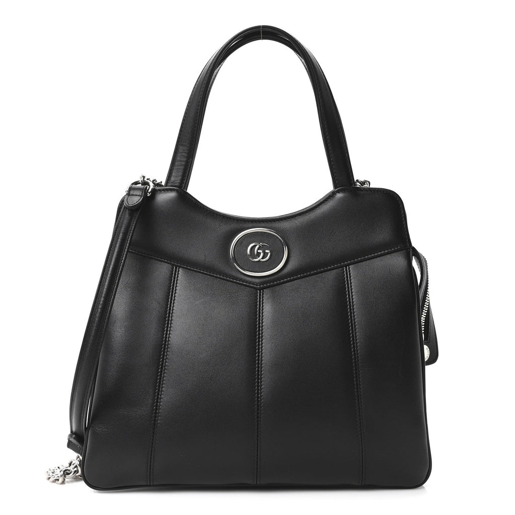 Gucci Calfskin Petite GG Small Tote Bag Black
