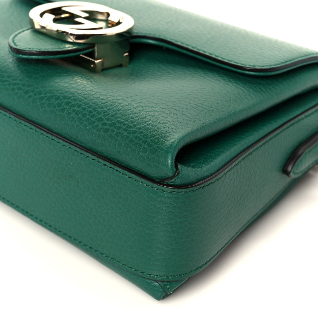 Gucci Dollar Calfskin Interlocking G Crossbody Bag Emerald