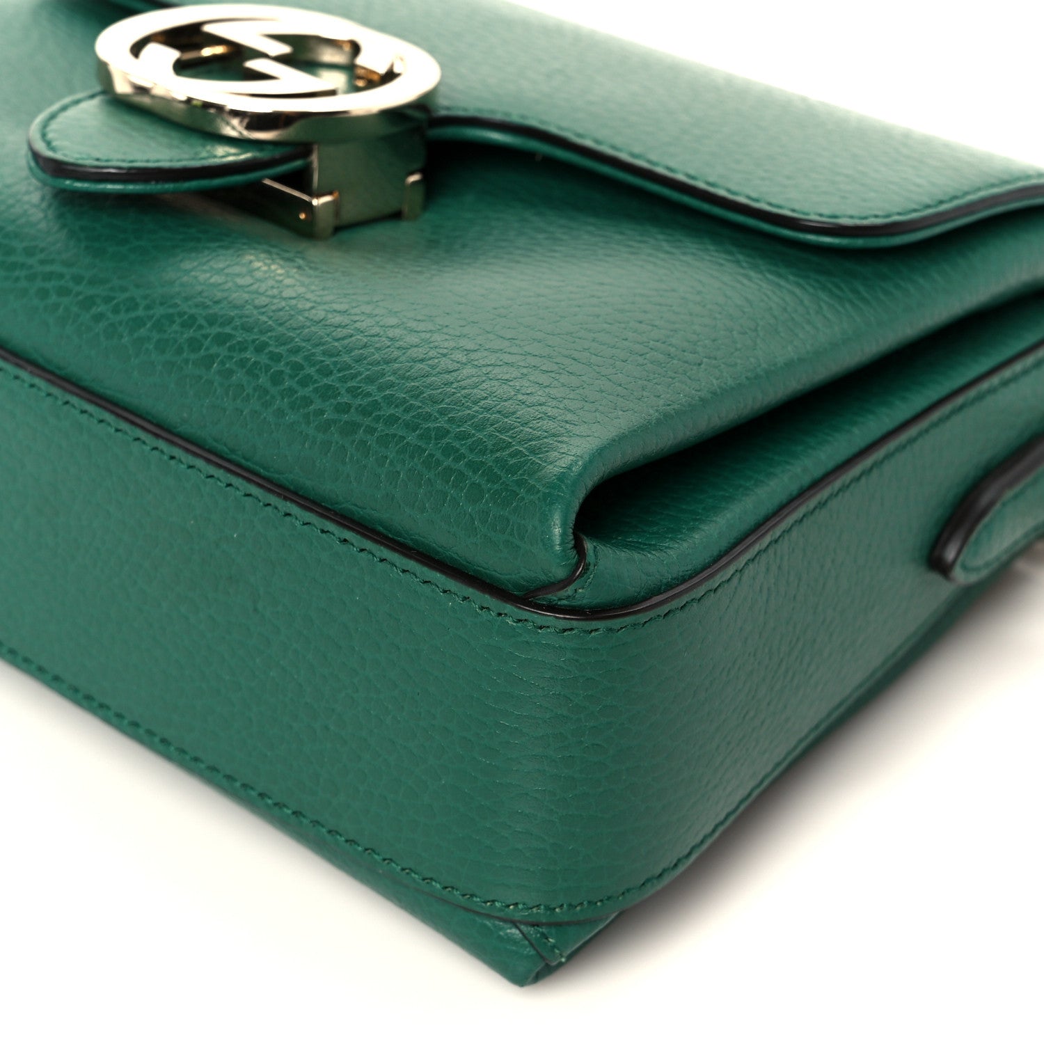 Gucci Dollar Calfskin Interlocking G Crossbody Bag Emerald