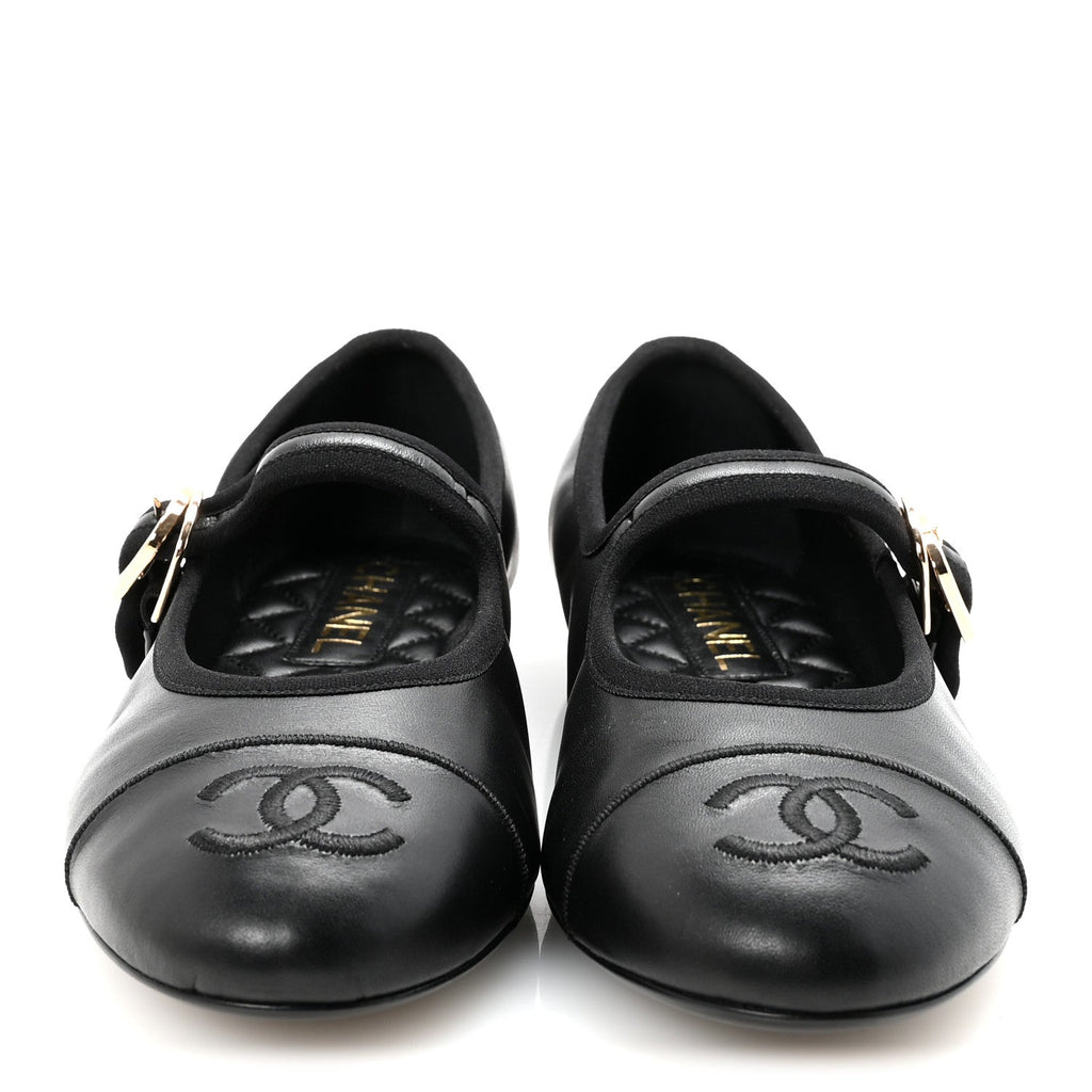 Lambskin Mary Jane Flats 36.5 Black