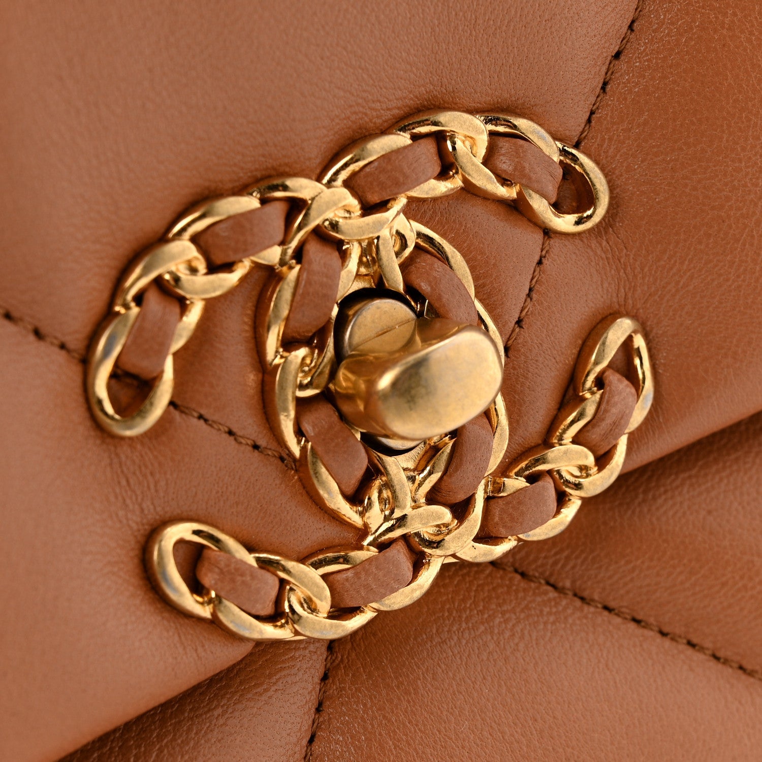 Chanel Lambskin Quilted Medium Chanel 19 Flap Brown