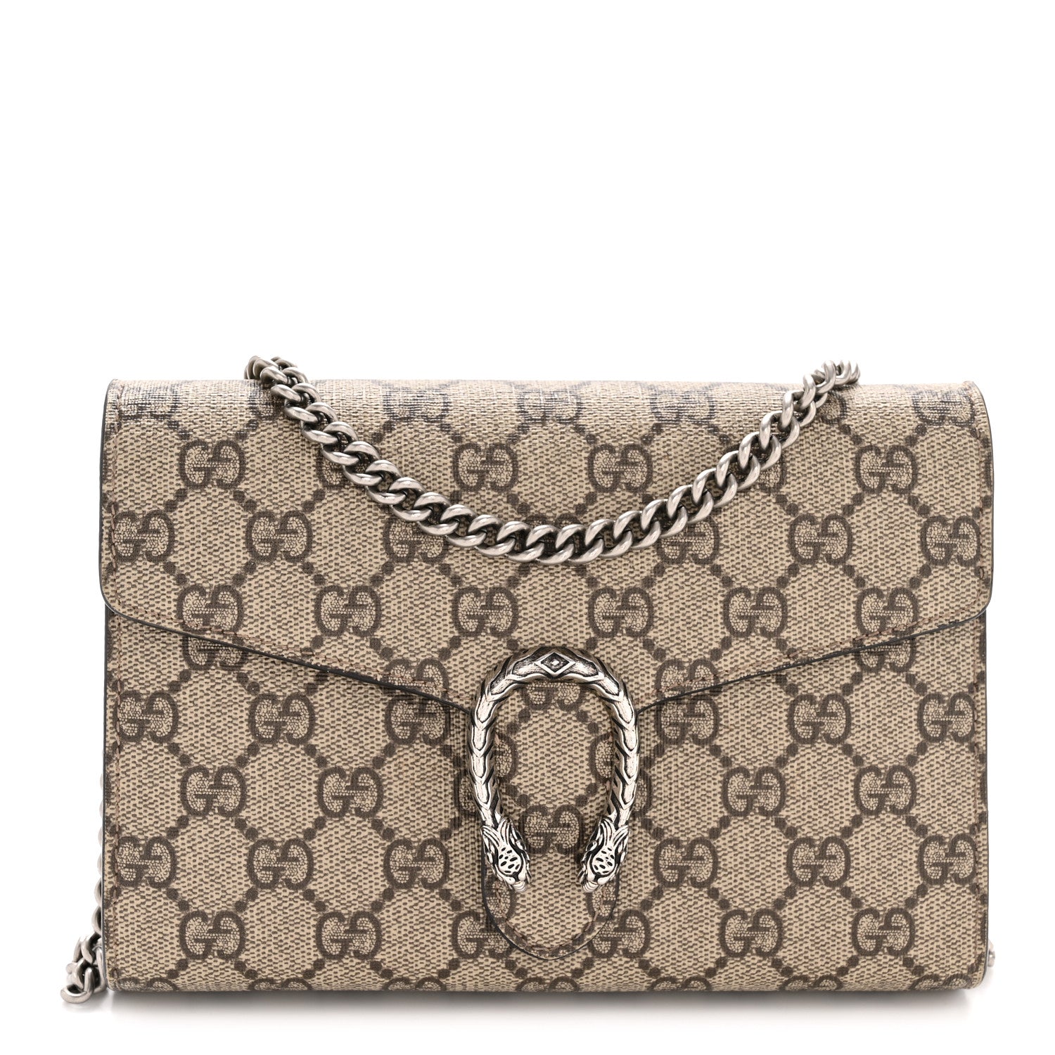 Gucci GG Supreme Monogram Mini Dionysus Chain Wallet Beige Taupe