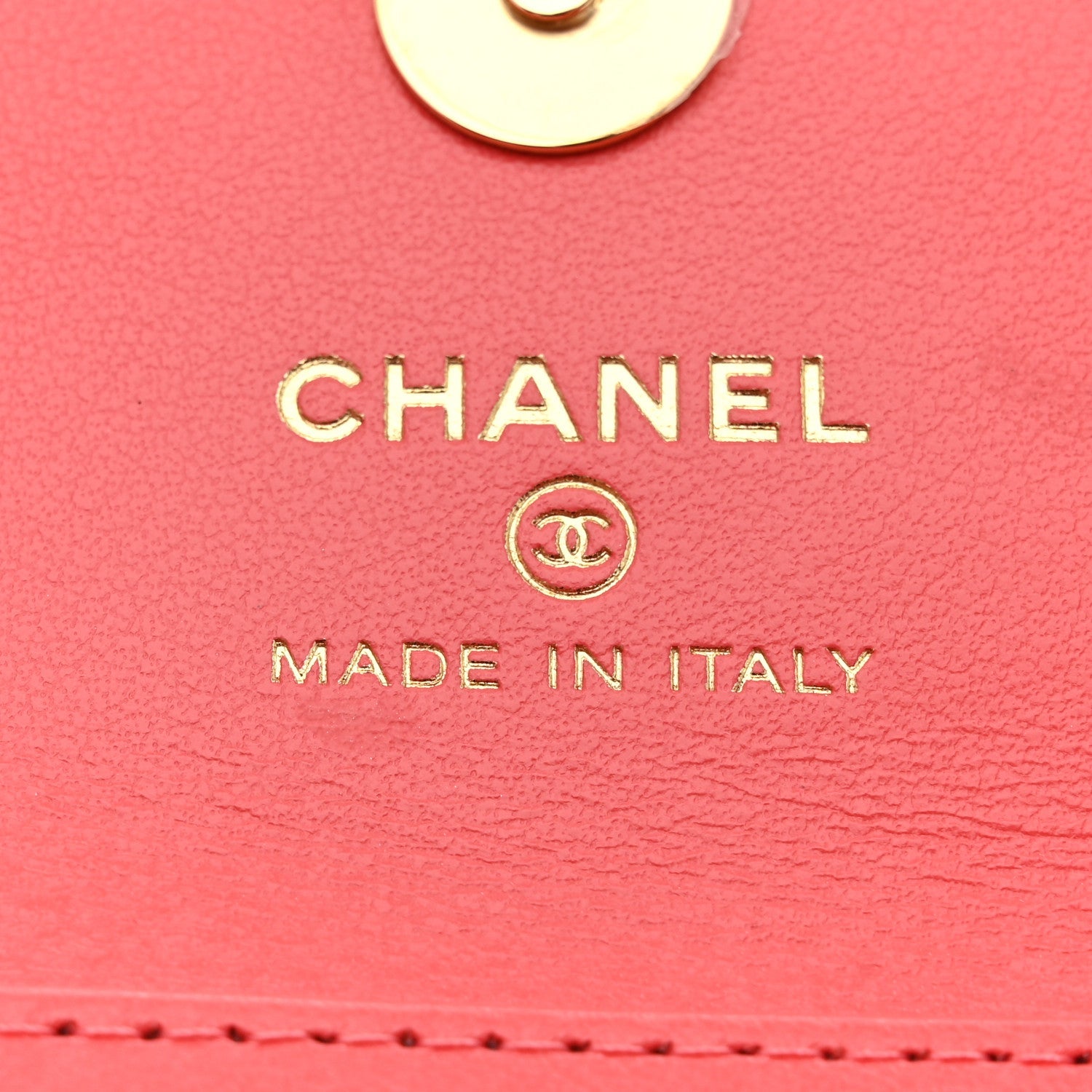 Chanel Shiny Lambskin Quilted Card Holder On Chain Pink