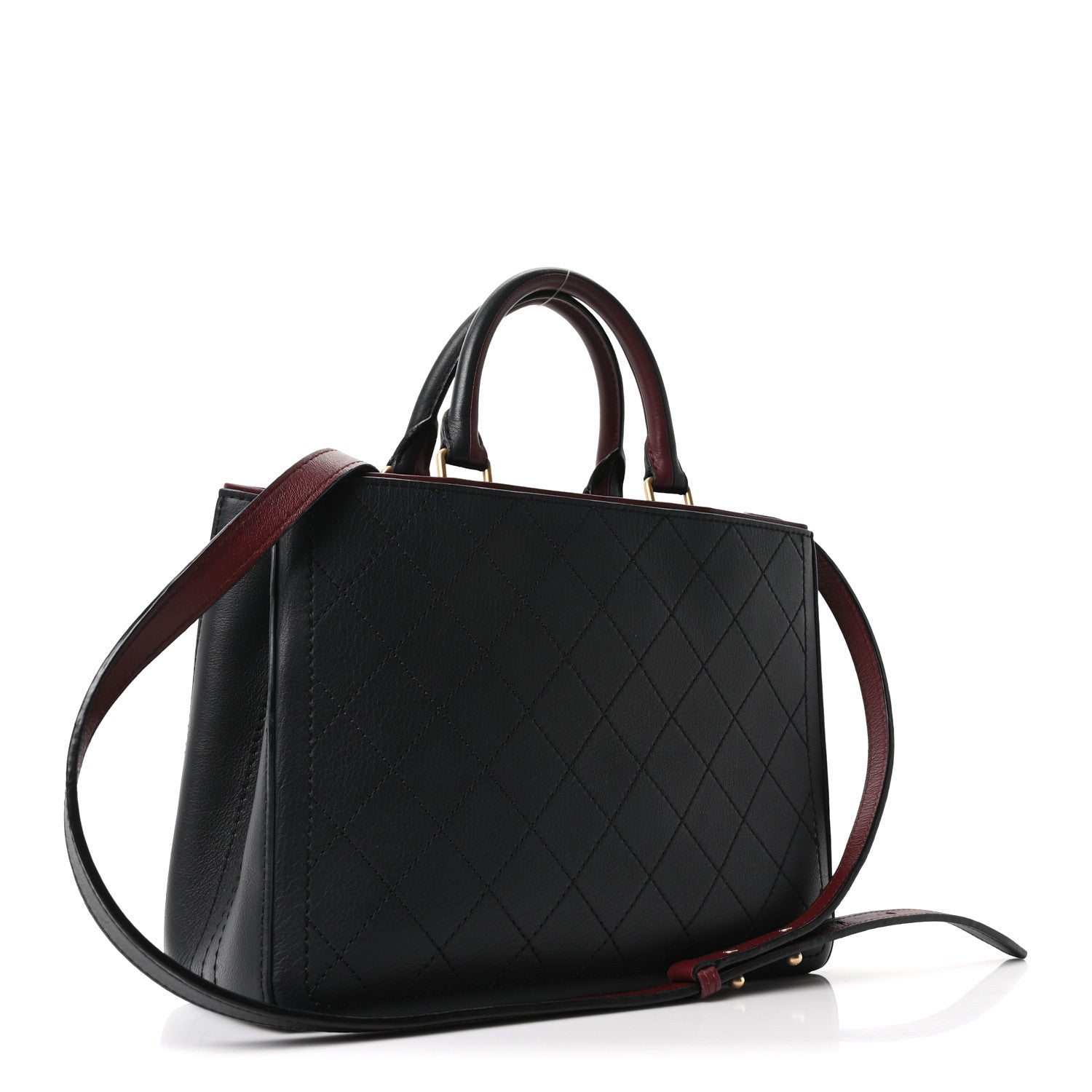 Chanel Bullskin Stitched Bi-Color Medium Shopping Tote Black