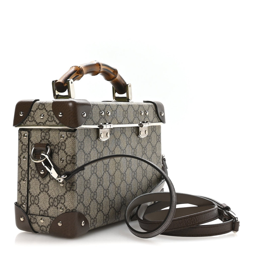 Gucci GG Supreme Monogram Globe-Trotter Beauty Case Brown