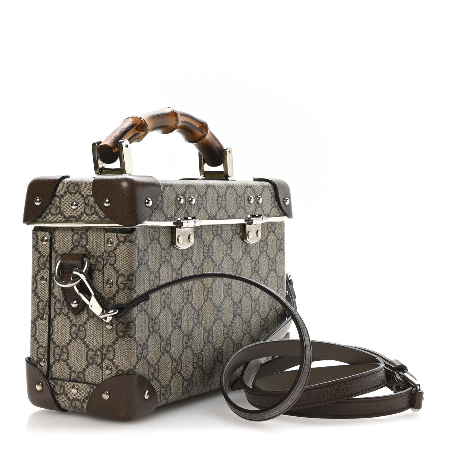 Gucci GG Supreme Monogram Globe-Trotter Beauty Case Brown