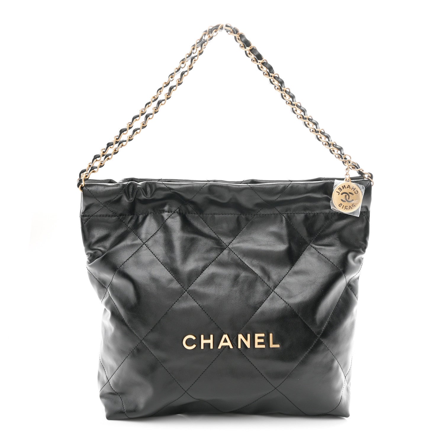 Chanel Shiny Calfskin Quilted Small Chanel 22 Black