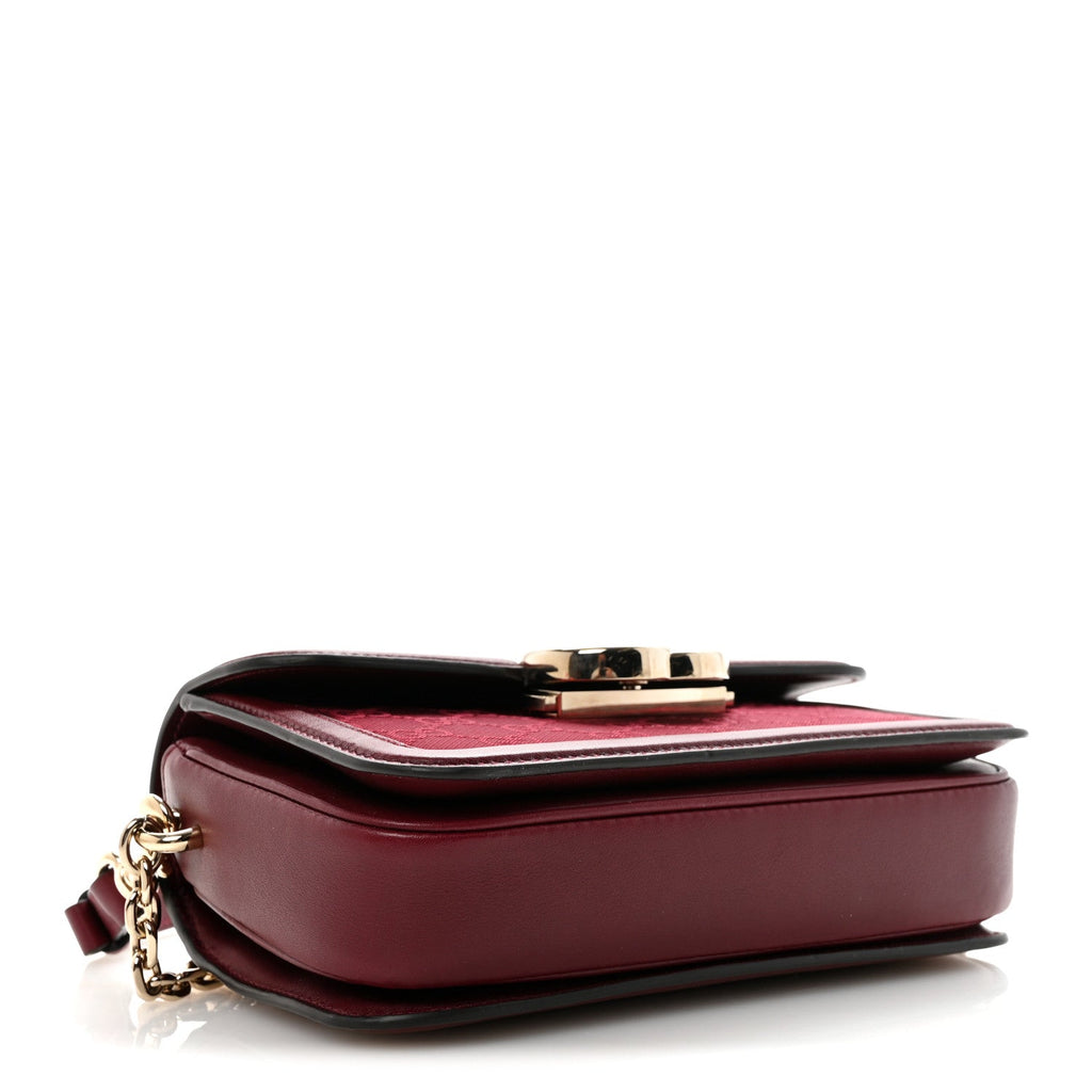 Gucci Crepe Wool Silk GG Monogram Go Small Shoulder Bag Rosso Ancora