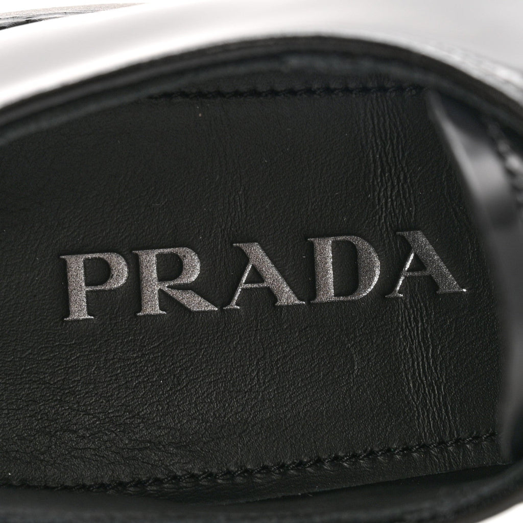 Prada Spazzolato Calzature Donna 50mm Derby Loafers 39 Black