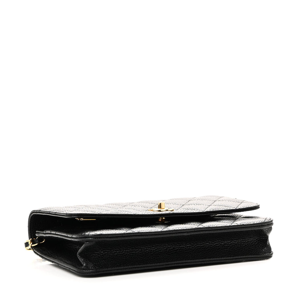 Chanel Caviar Quilted CC Turnlock Wallet On Chain WOC Black