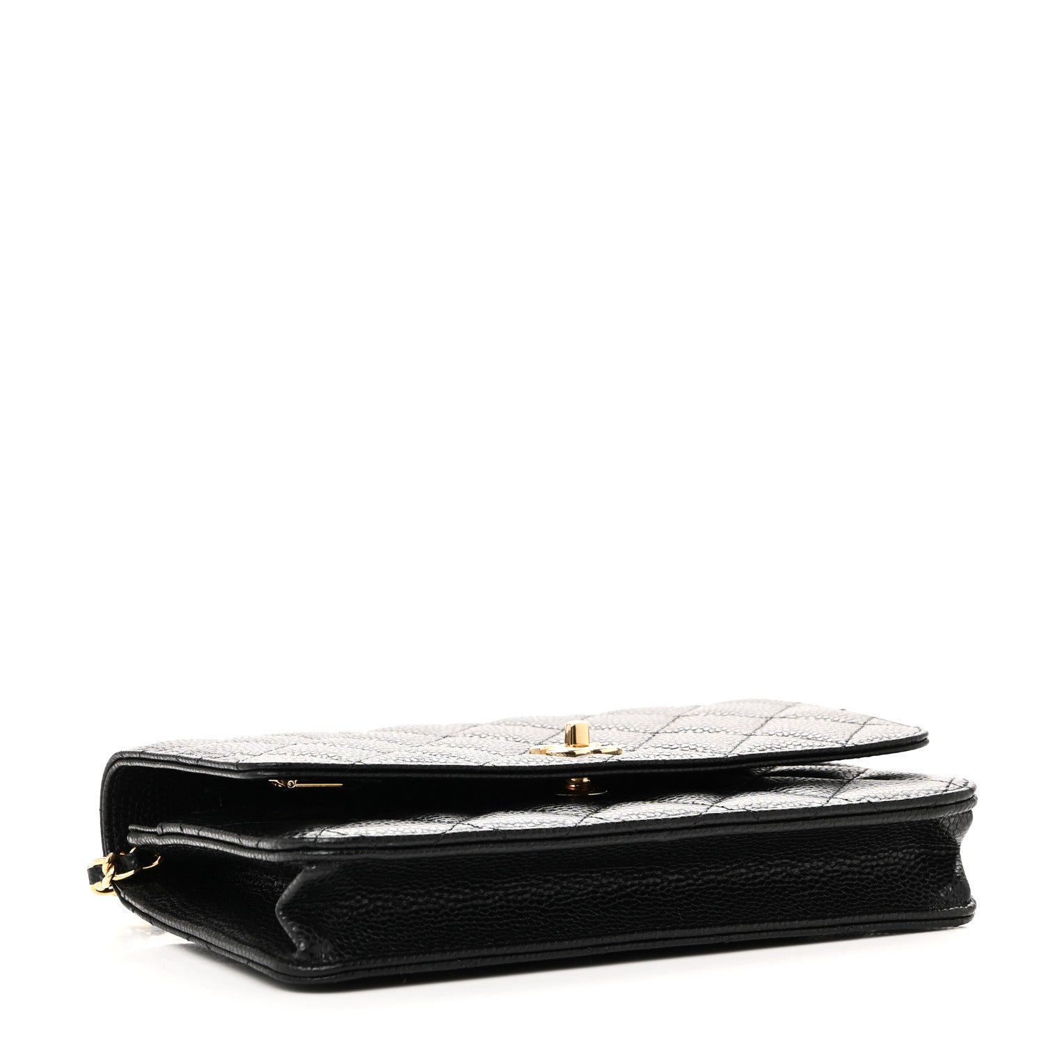 Chanel Caviar Quilted CC Turnlock Wallet On Chain WOC Black