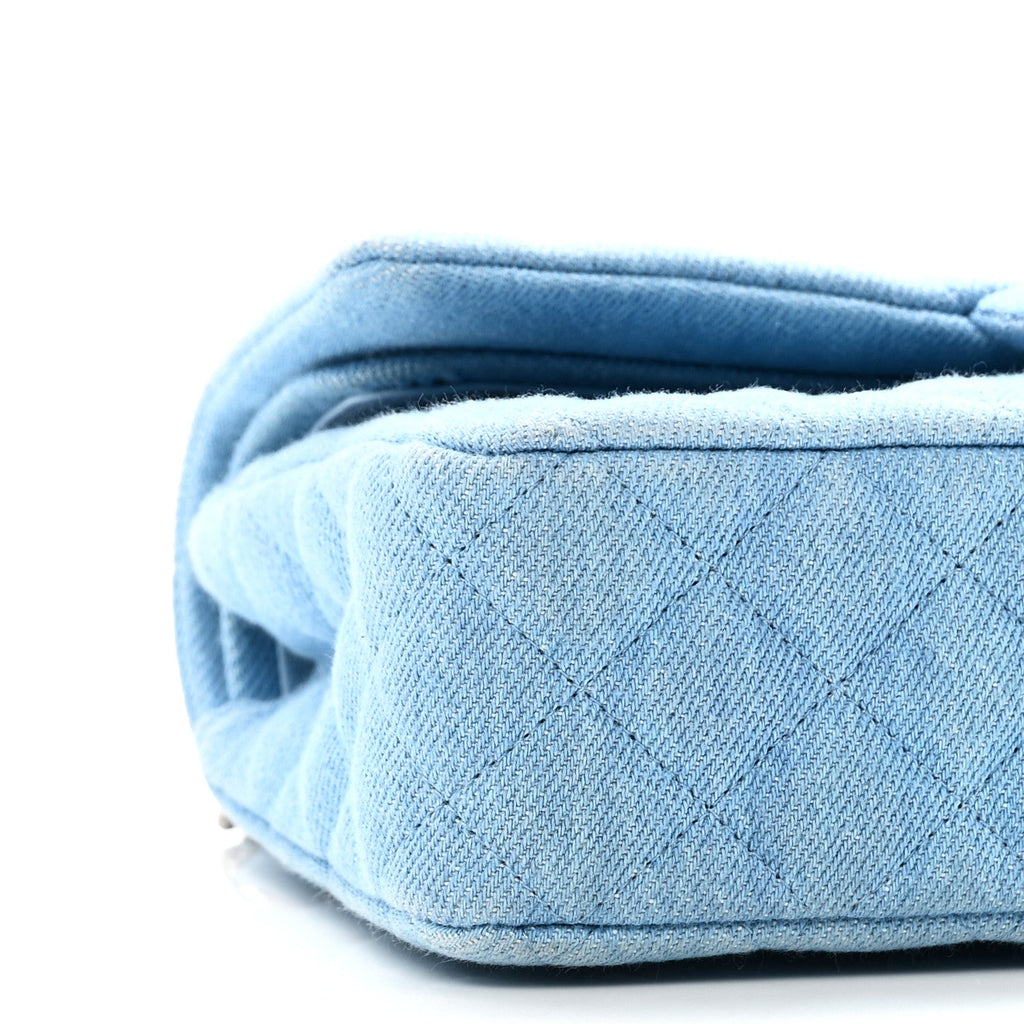 Chanel Denim Quilted Medium Double Flap Light Blue